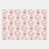 かわいい熱気球（ベアウォーター色） ラッピングペーパーシート (正面3)