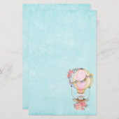 かわいい熱気球(ベアウォーター色) 便箋 (正面/裏面)