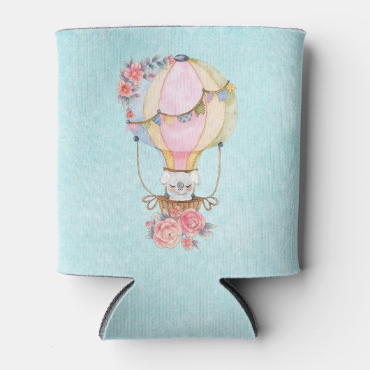 かわいい熱気球（ベアウォーター色） 缶クーラー (正面)