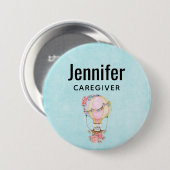 かわいい熱気球(ベアウォーター色) 缶バッジ (正面&裏面)