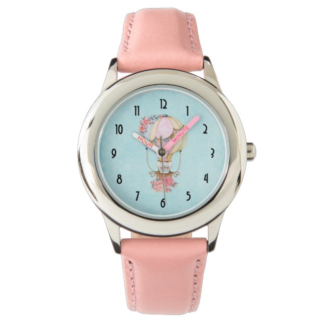 かわいい熱気球（ベアウォーター色） 腕時計 (正面)