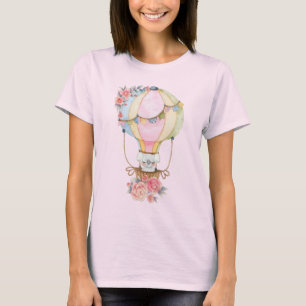 かわいい熱気球(ベアウォーター色) Tシャツ