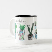 かわいい熱狂する植物レディーグリーンプラントラバーサボテン ツートーンマグカップ (正面左)