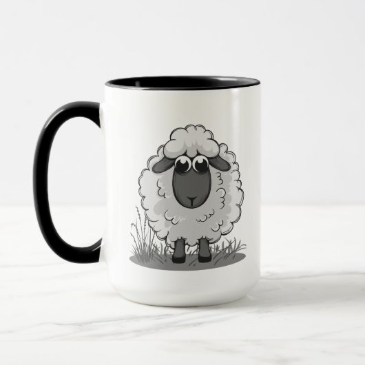 かわいい熱狂する羊の女性の追加文字 マグカップ (左)