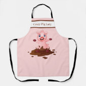 かわいい熱狂する豚の女台所 エプロン (正面)