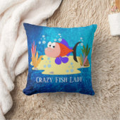 かわいい熱狂する魚の女性の追加文字 クッション (ブランケット)