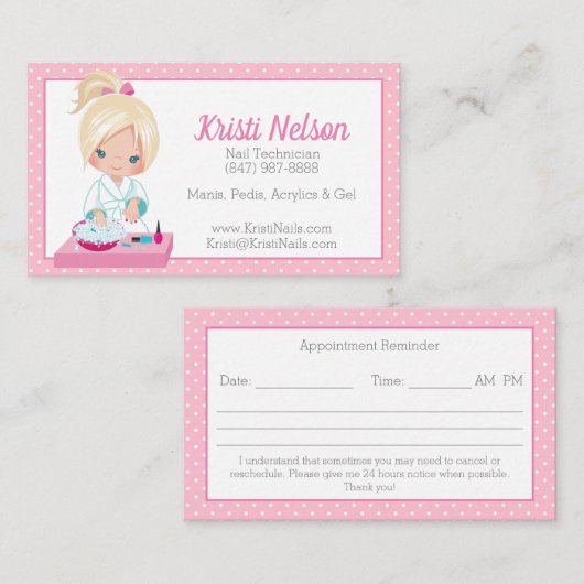 かわいい爪、 ネイルテクニカード 名刺 (正面/裏面)