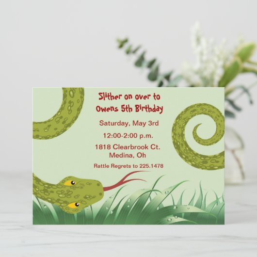 かわいい爬虫生誕生会の招待状 招待状 (スタンド正面)