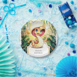 かわいい爬虫類ヘビ誕生日 ペーパープレート