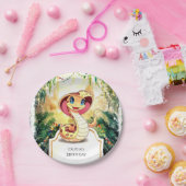 かわいい爬虫類ヘビ誕生日 ペーパープレート (パーティー)