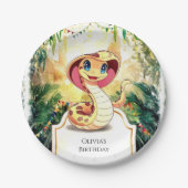 かわいい爬虫類ヘビ誕生日 ペーパープレート (正面)