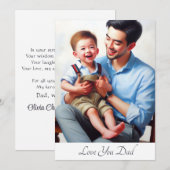 かわいい父が息子と楽しく遊ぶ水彩画 シーズンカード (正面/裏面)