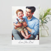 かわいい父が息子と楽しく遊ぶ水彩画 シーズンカード (スタンド正面)