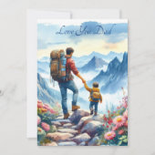 かわいい父と息子のハイキング水彩画 シーズンカード (正面)