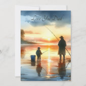 かわいい父と息子の魚釣り旅行水の色 シーズンカード (正面)