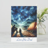 かわいい父と息子一緒にキャンピング水彩画 シーズンカード (スタンド正面)