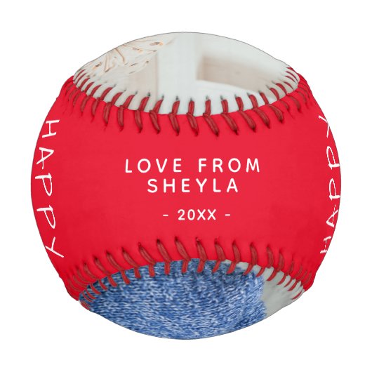 かわいい父の日のスクリプト2フォトコラージュ 野球ボール (裏面)