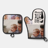 かわいい父の日のスクリプト3フォトコラージュ 鍋つかみ&鍋敷きセット (正面)