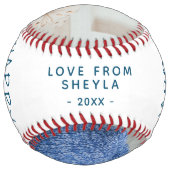 かわいい父の日スクリプトホワイト2フォトコラージュ ソフトボール (裏面)