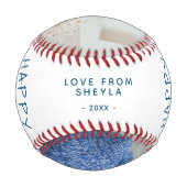 かわいい父の日スクリプトホワイト2フォトコラージュ 野球ボール (裏面)