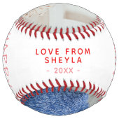 かわいい父の日ピンクのスクリプト2フォトコラージュ ソフトボール (裏面)