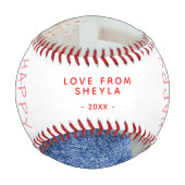 かわいい父の日ピンクのスクリプト2フォトコラージュ 野球ボール (裏面)