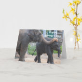 かわいい父の日記象のパパとベビー カード (黄色い花)