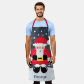 かわいい父パーソナライズされたクリスマス・サンタクロース エプロン (着用した状態)