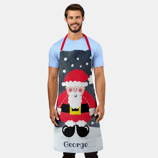 かわいい父パーソナライズされたクリスマス・サンタクロース エプロン (着用した状態)