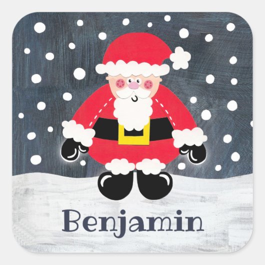 かわいい父パーソナライズされたクリスマス・サンタクロース スクエアシール (正面)