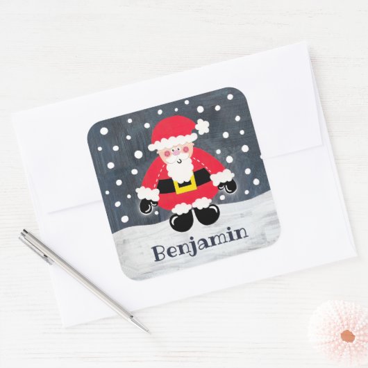 かわいい父パーソナライズされたクリスマス・サンタクロース スクエアシール (封筒)