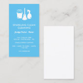 かわいい片面の青い白いクリーニング用品 名刺 (正面/裏面)