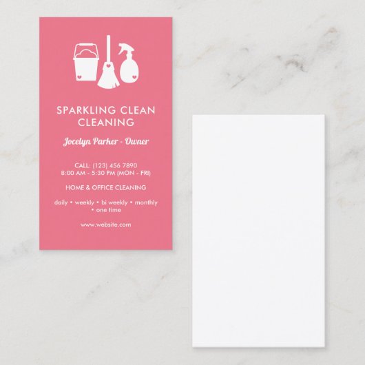 かわいい片面ピンクの白いクリーニング用品 名刺 (正面/裏面)