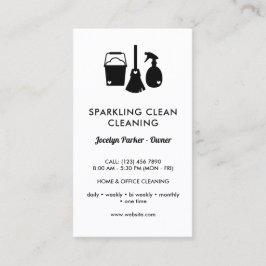 かわいい片面白黒掃除用品 名刺