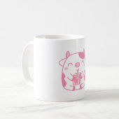 かわいい牛いちご牛乳を飲む コーヒーマグカップ (正面左)