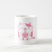 かわいい牛いちご牛乳を飲む コーヒーマグカップ (中央)
