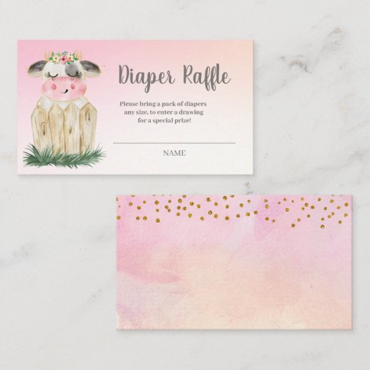 かわいい牛おむつラッフルエンクロージャカード エンクロージャーカード (正面/裏面)