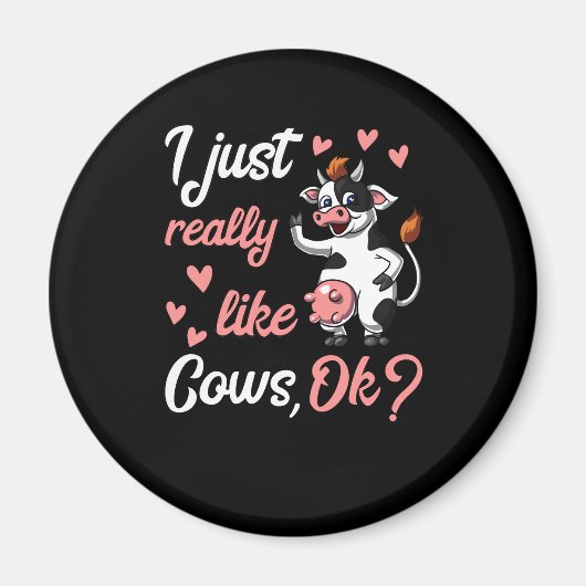 かわいい牛おもしろい牧場の動物 マグネット (正面)