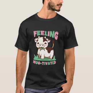 かわいい牛がモーにやる気が出て面白い動物のユーモア Tシャツ