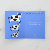 かわいい牛が月の挨拶状を飛び越える カード (内部)