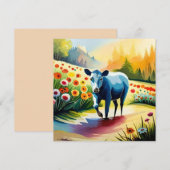 かわいい牛が花畑にいる 招待状 (正面/裏面)