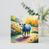 かわいい牛が花畑にいる 招待状 (スタンド正面)