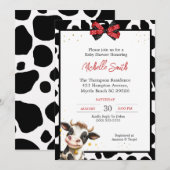 かわいい牛さん と 牛柄 ベイビーシャワーの招待状 招待状 (正面/裏面)