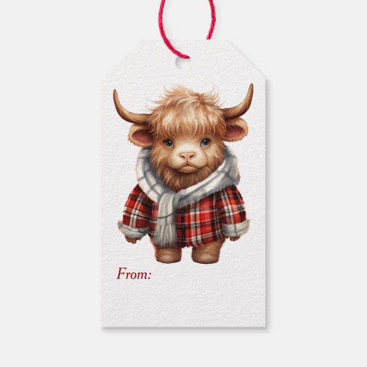 かわいい牛たち2人のクリスマス ギフトタグ (裏面)
