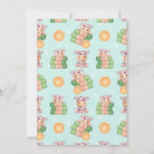 かわいい牛とお金のパーティー招待状 招待状 (裏面)