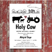 かわいい牛とトラクターカントリーファームベビーシャワー 招待状