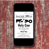 かわいい牛とトラクターカントリーファームベビーシャワー 招待状