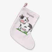 かわいい牛とピンクのクリスマスストッキング スモールクリスマスストッキング (正面 (吊り時))