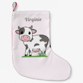 かわいい牛とピンクのクリスマスストッキング スモールクリスマスストッキング (正面)
