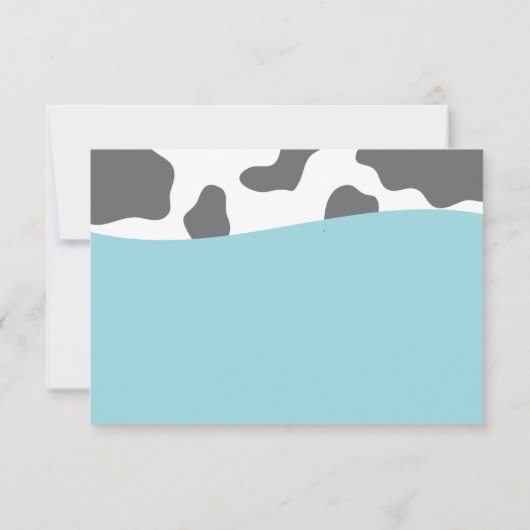 かわいい牛とミルクとクッキー青い赤ちゃんシャワー サンキューカード (裏面)